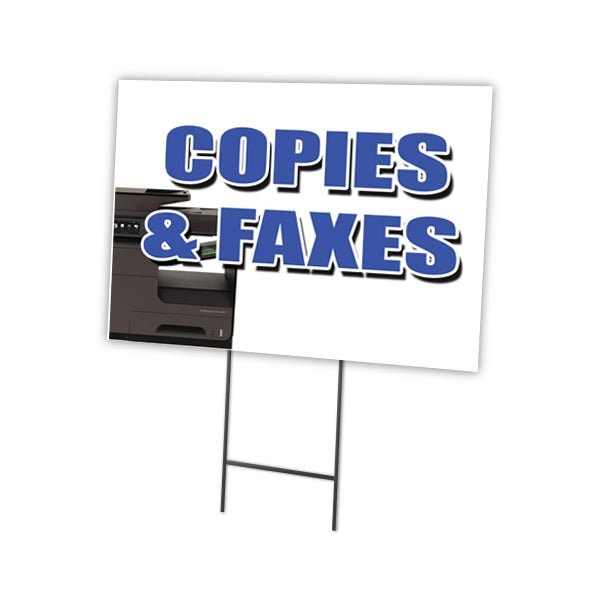 Copies & Faxes Yard Sign & Stake outdoor plastic coroplast window, C-1824-DS-Copies & Faxes